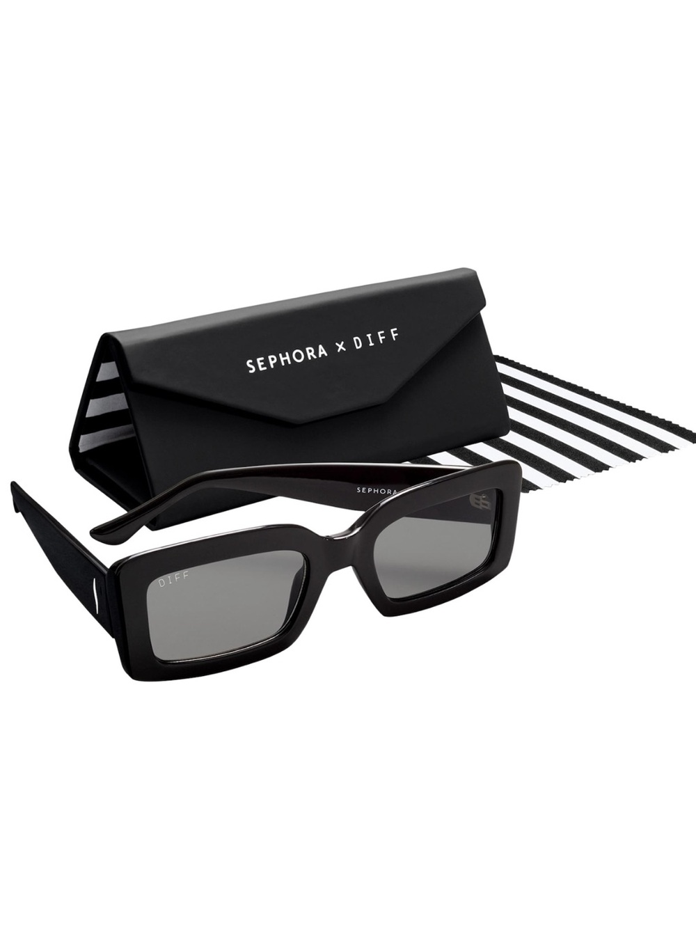 Sephora X DIFF Black Rectangle Sunglasses